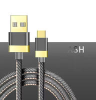 Kabel USB pengisian daya cepat, 3A Tipe C untuk berbagai ponsel jaket nilon bahan tembaga murni untuk pengisian Data transmisi