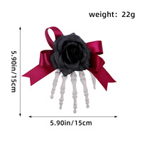 Pince à cheveux Halloween en forme de main de squelette, avec rose et nœud, accessoire de coiffure gothique effrayant pour fête costumée pour femme