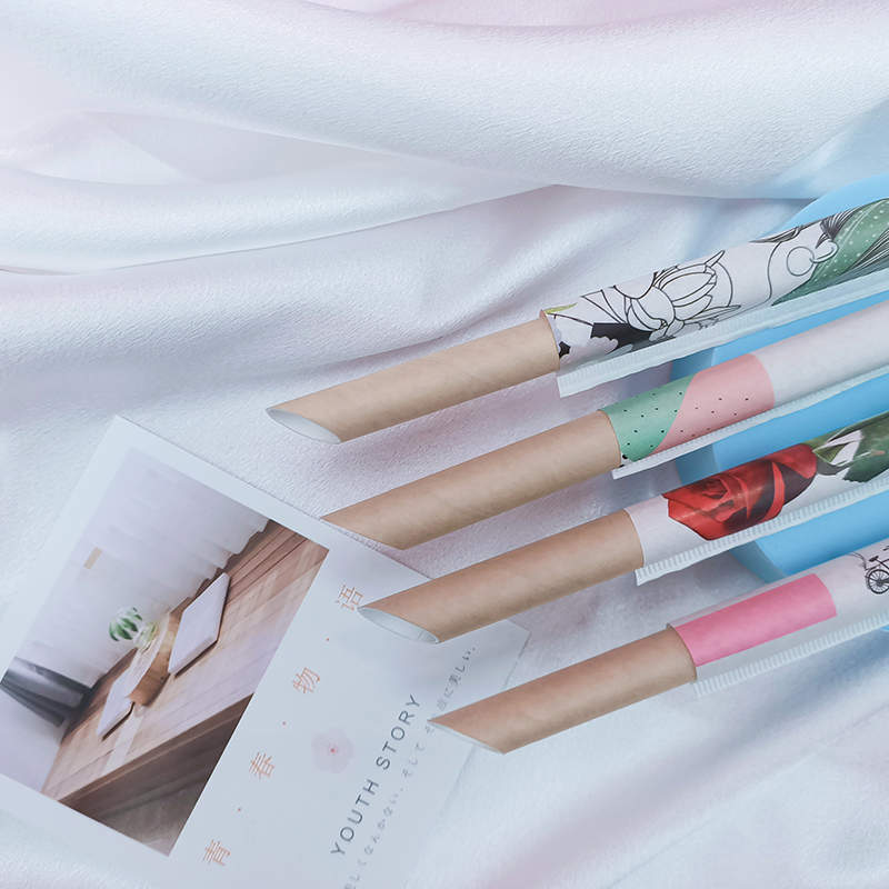 Disposable Compostable Bamboo Drinking Straws Eco Friendly Gold Foil Beverage Drinking Rice Paper Straw