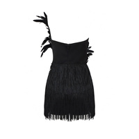 A7371 Luxe plume gland 2024 femmes dame élégante mini robe de soirée