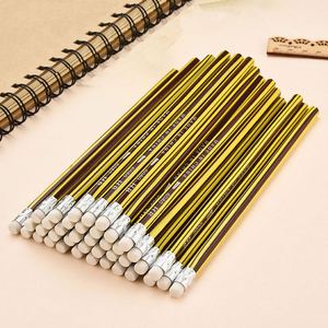 Color Customized Wooden <b>Writing</b> Stripe Pencil Custom Shrink Film Heat Transfer <b>Pad</b> Printing logo HB Waist Pencil - Product Image 5