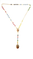 Meilleures ventes : Perles de verre transparentes multicolores 4*6 mm avec chapelet Saint-Michel et chaîne dorée