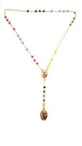 Bestseller: Perline di Vetro Trasparenti Multicolore 4*6 mm con Catena Dorata del <span class=keywords><strong>Rosario</strong></span> di San Michele - Product Image 4