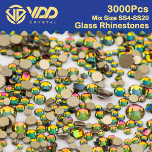 VDD 3000 Piezas de Cristales de Estrás Transparentes de Diferentes Tamaños SS4-SS20, Piedras Brillantes Doradas <span class=keywords><strong>con</strong></span> Reverso Plano, Sin Fijación en Caliente, para Decoración de Uñas, Manualidades y Bricolaje - Product Image 3