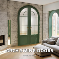 Puerta Decorativa Interior de Doble Arco, Estilo Francés Moderno, de Aleación de Aluminio, Acabado Retro