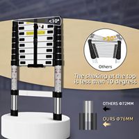 Échelle télescopique en aluminium de 12,5 pieds, pliable, compacte, portable, antidérapante, pour grenier, camping-car, loft, toit