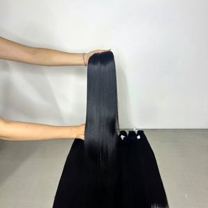 Extensions de cheveux vietnamiens à trame fine, 20 pouces, Super Double Drawn, cheveux humains vierges, volume, couleur noire décolorée - Product Image 1