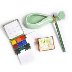 de poche ultraléger résistant à la décoloration sans acide Mini <span class=keywords><strong>palette</strong></span> d'aquarelle de peinture solide Set 9 couleurs pour l'art - Product Image 1