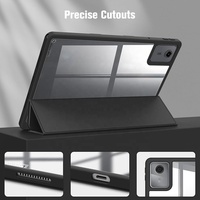 Étui à trois volets pour Lenovo Tab M11 2024 TB-330FU / Lenovo Tab K11 LTE TB-330XU avec coque arrière transparente et support pour stylet