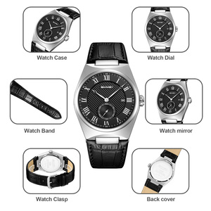 Reloj cronógrafo redondo para hombre, correa de cuero de lujo, reloj de cuarzo resistente al agua 30M, relojes al por mayor - Product Image 2