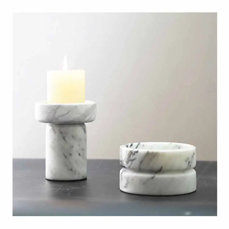 Suporte de vela para decoração, queimador de incenso nórdico, pedra de mármore natural, suporte de velas