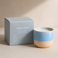 Pot en céramique bleu poussière de luxe, bougie parfumée à la cire de soja naturelle vintage, boîte cadeau personnalisée