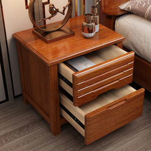 Armoire de rangement de chevet en bois massif multifonction de luxe Rails coulissants silencieux Table de chevet épaissie pour chambre élégante - Product Image 3