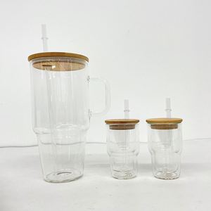 Vaso de vidrio transparente de doble pared con purpurina, preperforado, de 3 oz, tipo globo de nieve, mini vaso de chupito, taza con tapa y orificio, desde almacén de EE. UU. - Product Image 4