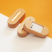 Support de pile AA ovale, lampe LED 3D en bois, base de lampe de nuit, fabrication artisanale, minimaliste, sculpté, alimenté par USB, commande par interrupteur, certifié CE 5V