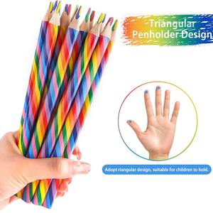 Hexagonal Multi Coloured Jumbo Wood <b>Pencils</b> 4 Color in 1 Lead Rainbow Colored <b>Pencils</b> - Product Image 2