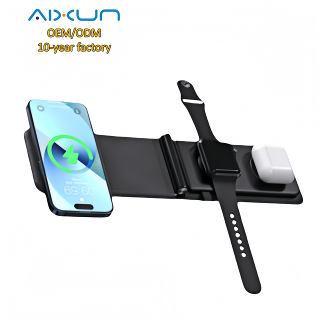 New Product 2026 Daily Use Hot Foldable 3 in 1 Wireless Charger Stand Fast Charging Dock for iPhone Apple Watch AirPods