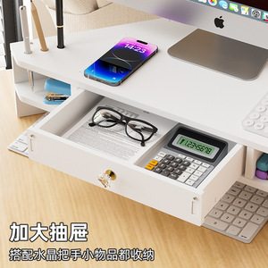 Corner Office Organizer Drawer <b>Storage</b> Box Triangular Desktop Stand With Pen Holder For Monitor And Electronics - Product Image 2