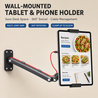 Support mural pour tablette en métal 360° °   Support de téléphone rotatif et réglable avec gestion intégrée des câbles pour cuisine, salle de sport, vente en gros OEM