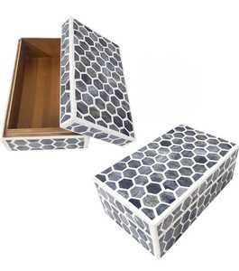 กล่องใส่กระดาษชำระทำจากไม้แบบฝังกระดูกสุดหรูทำด้วยมือสำหรับตกแต่งบ้านและให้เป็นของขวัญ - Product Image 5