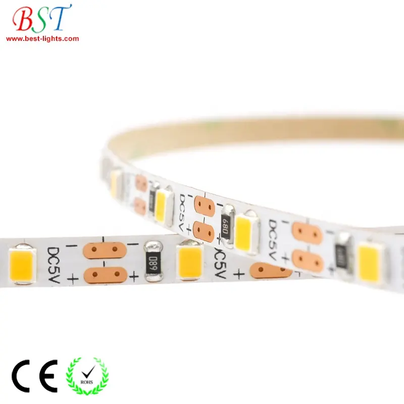 DC 5โวลต์ SMD2835ความสว่างสูง LED Light Stripe High CRI สีขาว,สีฟ้า,สีเขียว,สีเหลือง,สีชมพู LED ไฟ