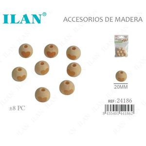 Perline in legno Ilan con design a cuore da 20 mm per artigianato e accessori per abbigliamento - Product Image 1