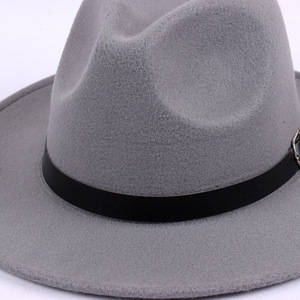 Sombrero Fedora de Fieltro de Color Sólido, Estilo Británico Retro Jazz, Unisex, de Ala Plana, Modelo LS Cross-border Supply - Product Image 3