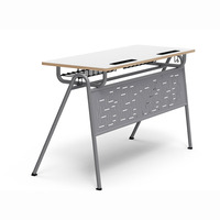 Ensemble de chaises et de tables d'école, mobilier de salle de classe, pupitre d'école en bois avec deux chaises