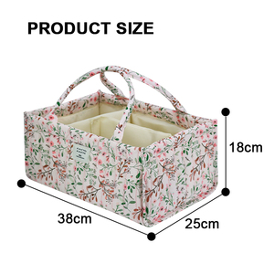 Organisateur de Rangement Floral <span class=keywords><strong>pour</strong></span> Couches et Essentiels de Bébé, Corbeille de Rangement Portable <span class=keywords><strong>pour</strong></span> Nurserie et <span class=keywords><strong>Table</strong></span> à <span class=keywords><strong>Langer</strong></span>, Cadeau de Douche de Bébé - Product Image 3