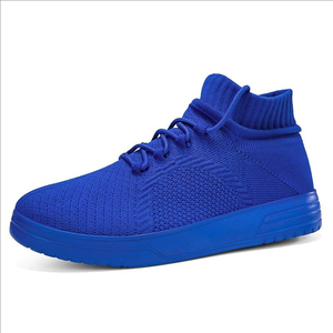 Baskets montantes unies à lacets pour homme et femme, légères, avec semelle extérieure en EVA et tissu en maille tricotée élastique, pour le printemps et l'automne - Product Image 3