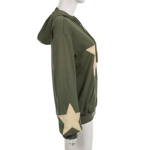 Felpa con Cappuccio Unisex 2025 con Ricamo 3D a Cinque <span class=keywords><strong>Stelle</strong></span>, Design Vintage, Zip, 100% Cotone Pre-Ristretto, Vendita all'Ingrosso - Product Image 3