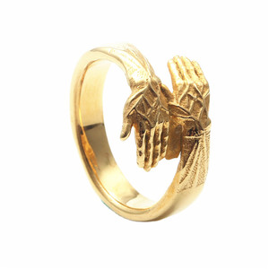 European American Style Titanium Steel Arched Hand <b>Ring</b> Men's Punk Geometric Animal Shape Double <b>Finger</b> <b>Ring</b> 212003 - Product Image 1