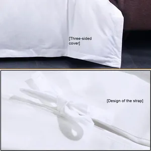 <span class=keywords><strong>Set</strong></span> di biancheria da letto per Hotel in raso di puro cotone bianco 300TC copripiumino a righe con copripiumino piatto personalizzato - Product Image 4