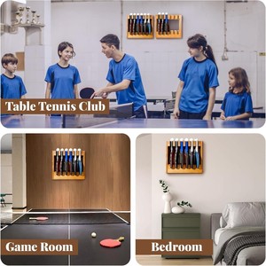 Wooden Table Tennis Paddle Holder <b>Desktop</b> Vertical Storage Rack Multifunctional Storage Rack Multi-compartment Paddle Stand - Product Image 2
