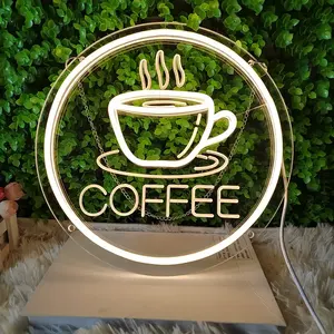 커피를 위한 1pc USB 전원 커피 LED 네온 사인, 레스토랑, 차 애호가 벽 등을 위한 3D 조각 아트 라이트