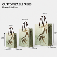 Sac fourre-tout en papier robuste avec logo personnalisé, imprimé feuille de bambou chinois, idéal pour l'emballage de cadeaux de festival - Vente en gros usine