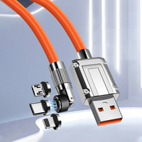 Câble de charge magnétique 3-en-1 pour téléphone, 1M, Type C, 5A, 120W, rotation à 540 degrés, pour téléphones mobiles