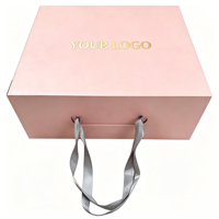 Luxuriöse Premium Umweltfreundliche Magnetische Faltbare Starre Geschenkbox Schaumstoffgefüttert Maßgefertigte Größe Rosa Band Brautjungfern-Antrag Hochzeit