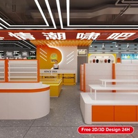 Étagère de présentation en métal sur mesure pour magasin de détail, armoire de rangement inférieure, gondole orange et blanche, solution complète pour l'ensemble du magasin