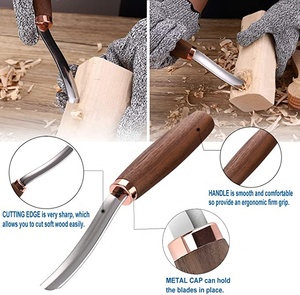 Couteau <span class=keywords><strong>à</strong></span> <span class=keywords><strong>gouge</strong></span> courbé avec manche en noyer noir, couteau <span class=keywords><strong>à</strong></span> sculpter le bois, graveur pour la sculpture sur bois DIY, sculpture de bols - Product Image 2