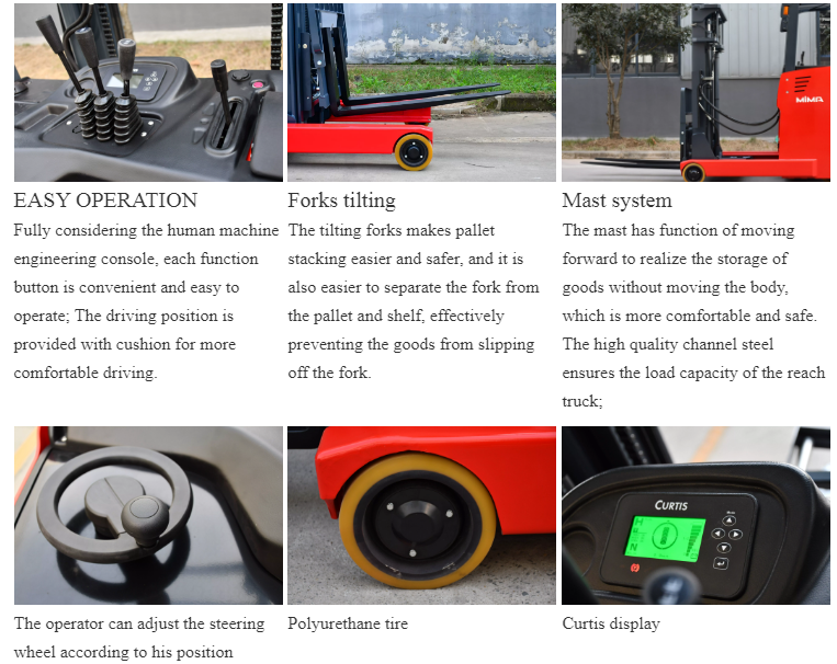 Retractable Electric Reach Truck For Narrow Aisles Stacking 8m Lift Height