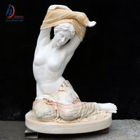 Statue de femme en pierre naturelle, sculpture occidentale de jeune fille en marbre avec panier de fleurs