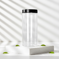 Pot en plastique rond transparent de 1000 ml de qualité alimentaire PET avec couvercle à vis, pour cosmétiques, soins de la peau, sérum, crème pour le visage, surface imprimée UV HMR