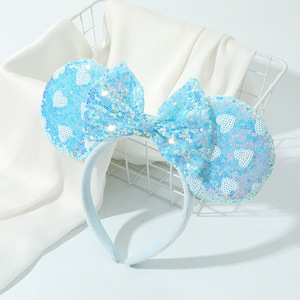 2025デザインミッキー耳ヘッドバンド甘いハートピンクベルベットマウス耳ヘッドバンドアクセサリーマウスヘッドバンド - Product Image 4