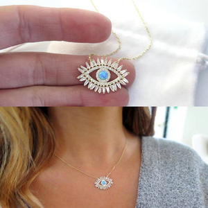 Turkish Evil Eye Charm Necklace Bracelet <strong>Ring</strong> Paved with <strong>Blue</strong> Bead White Zircon Women Wedding Gift Summer Style Jewelry Set - Product Image 5