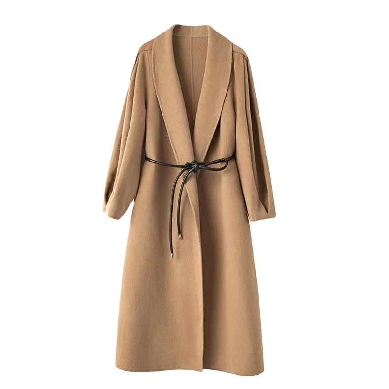 Newest fashion wholesale ladies autumn and winter classic high quality long cashmere wool coat women