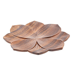 Bamboo Floral Serving <b>Tray</b> Walnut Wood Lotus Pattern For Home Tea <b>Snack</b> Use - Product Image 5