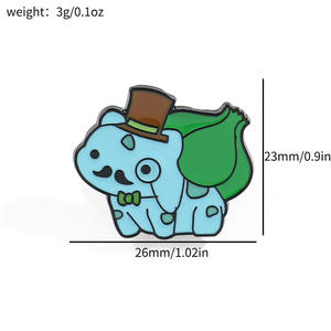 Desenhos animados criativo detetive Squirtle liga broche poke-mon metal emblema com gravura digital e chapeamento personalizado impresso - Product Image 3