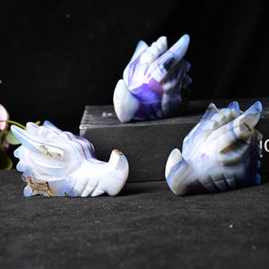 Têtes de dragon en agate bleue géode naturelle en gros pour la décoration - Product Image 3
