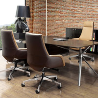 Silla giratoria ejecutiva moderna, precio de fábrica, muebles de oficina ergonómicos para conferencias con Chaise de cuero PU, material de hierro